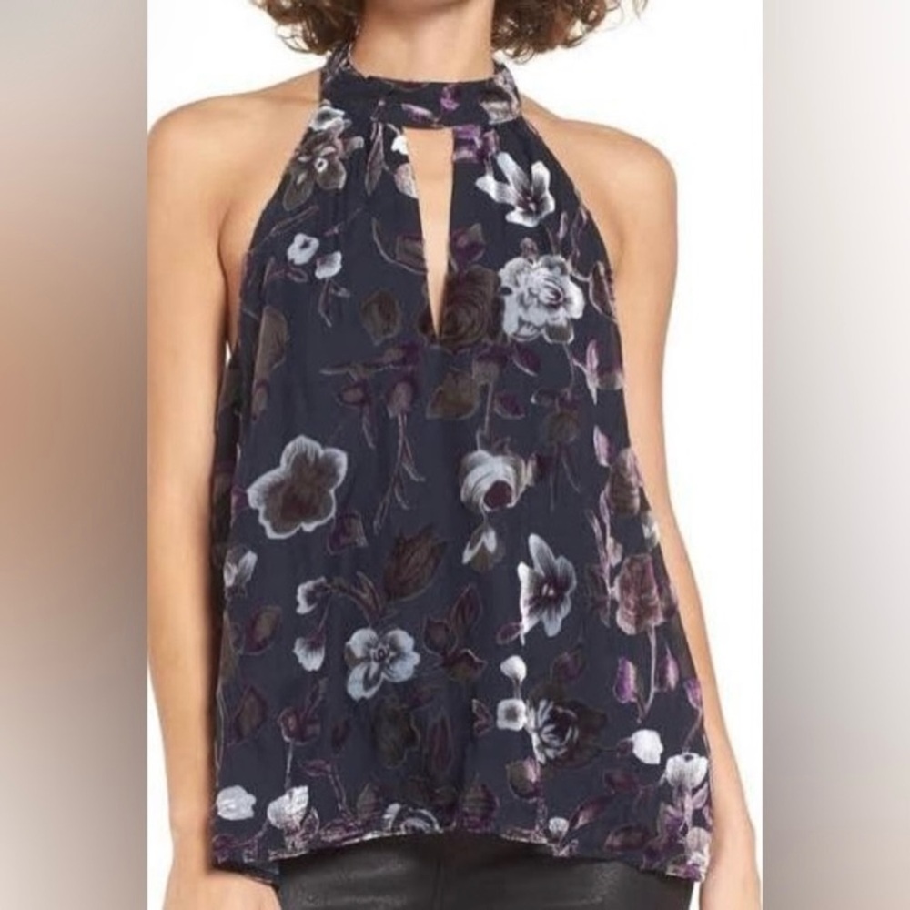 ASTR velvet floral halter top